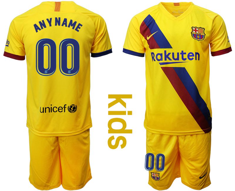 Youth 2019-2020 club Barcelona away customized yellow Soccer Jerseys->manchester city jersey->Soccer Club Jersey